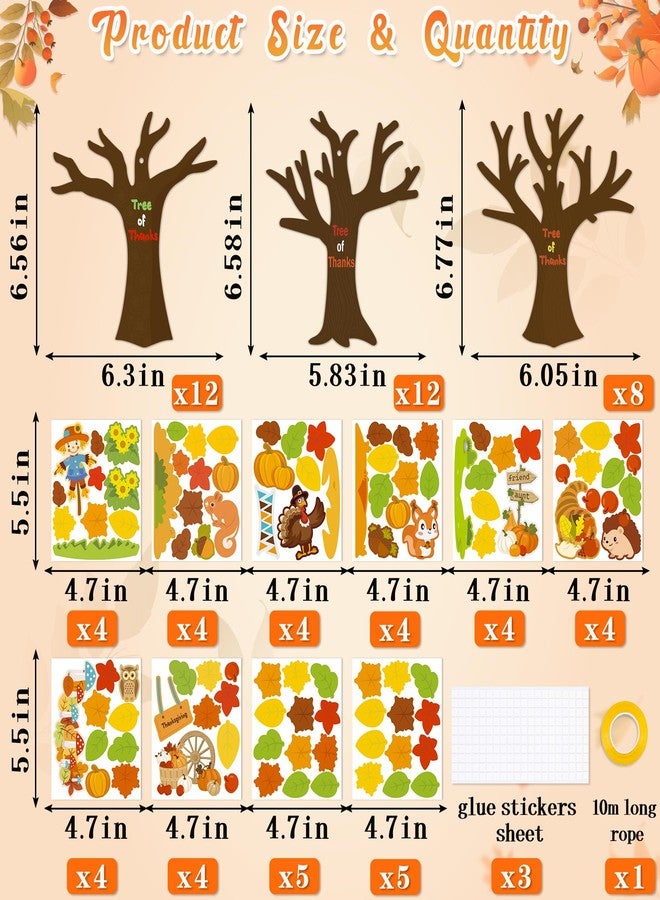 80UncleKimby 32 Pack Thanksgiving Crafts for Kids Tree of Thanks Make Your Own Thanksgiving Tree Hanging Ornament Fall Activity Autumn Party Supplies - Image 3